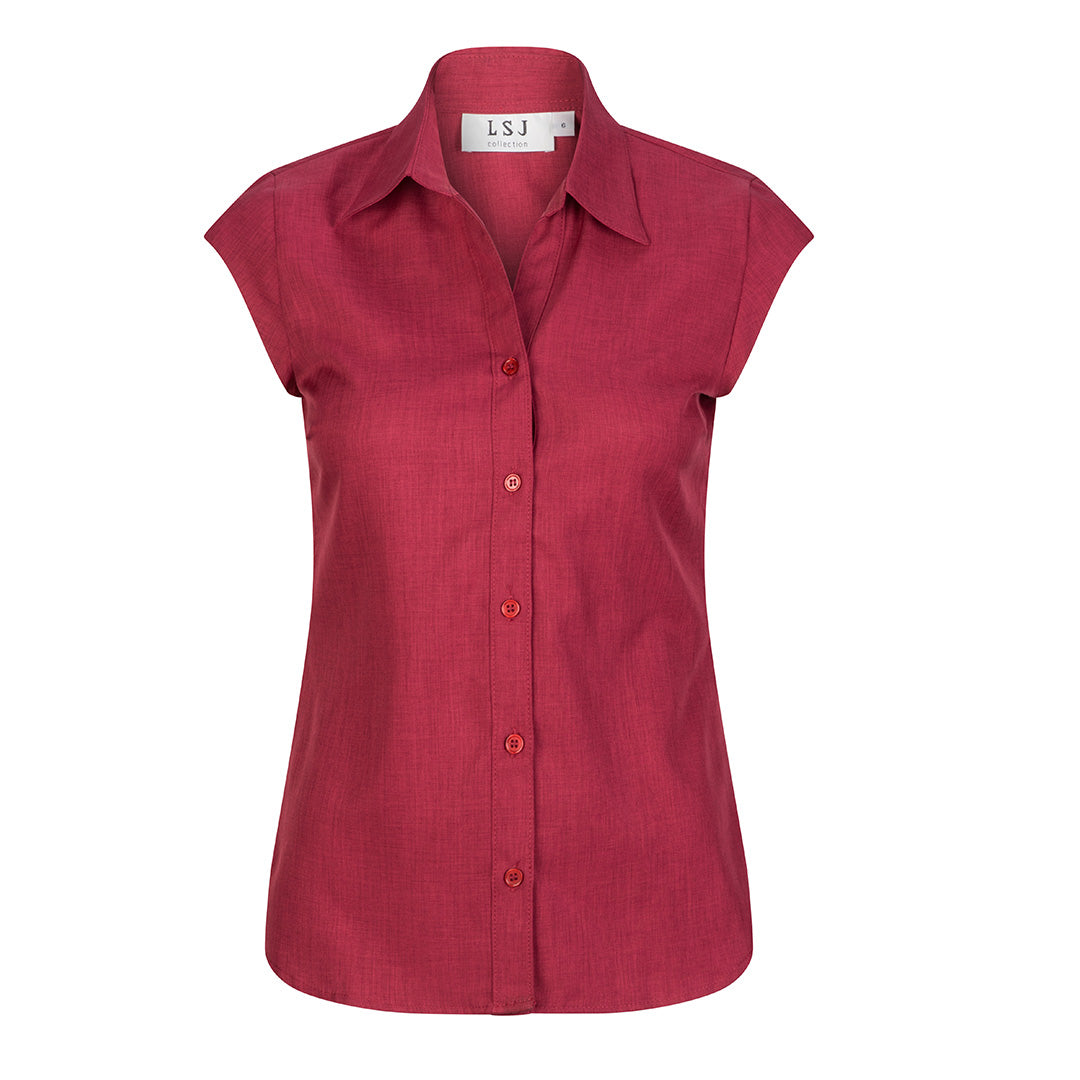 House of Uniforms The Freedom Shirt | Ladies | Cap Sleeve LSJ Collection Pepper Red