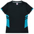 House of Uniforms The Tasman Tee | Ladies | Short Sleeve | Black Base Aussie Pacific Black/Teal