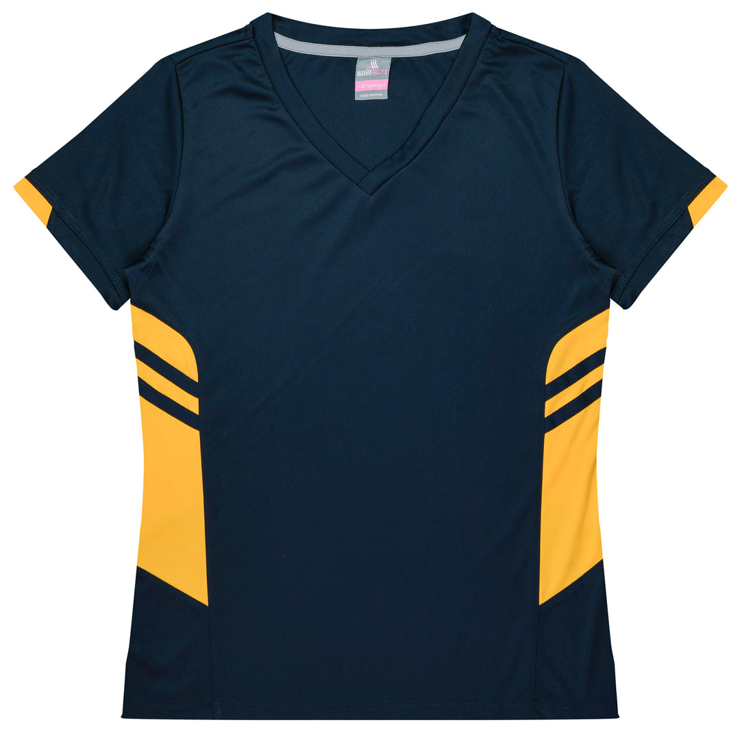 House of Uniforms The Tasman Tee | Ladies | Short Sleeve | Navy Base Aussie Pacific Navy/Gold