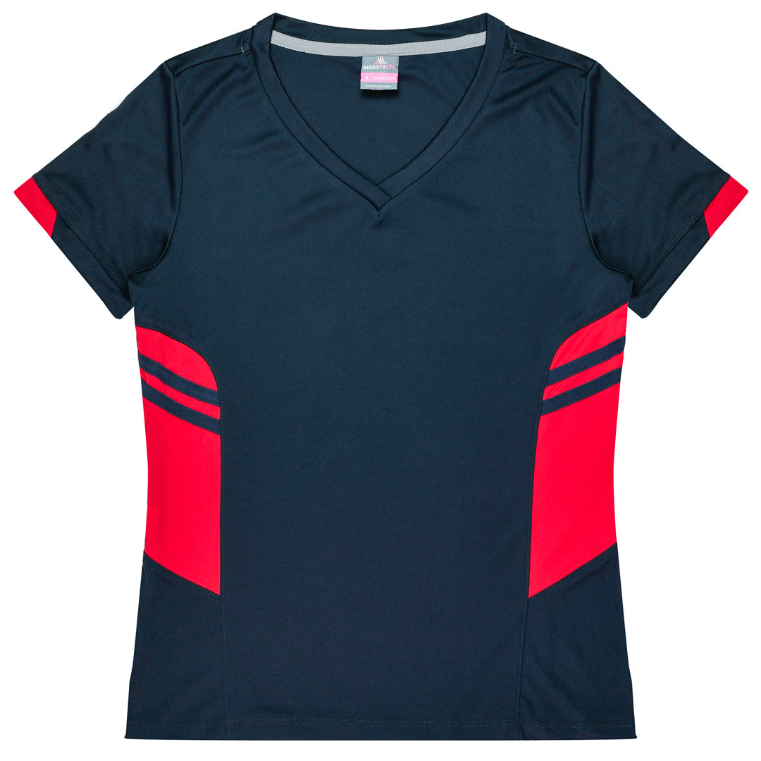 House of Uniforms The Tasman Tee | Ladies | Short Sleeve | Navy Base Aussie Pacific Navy/Red