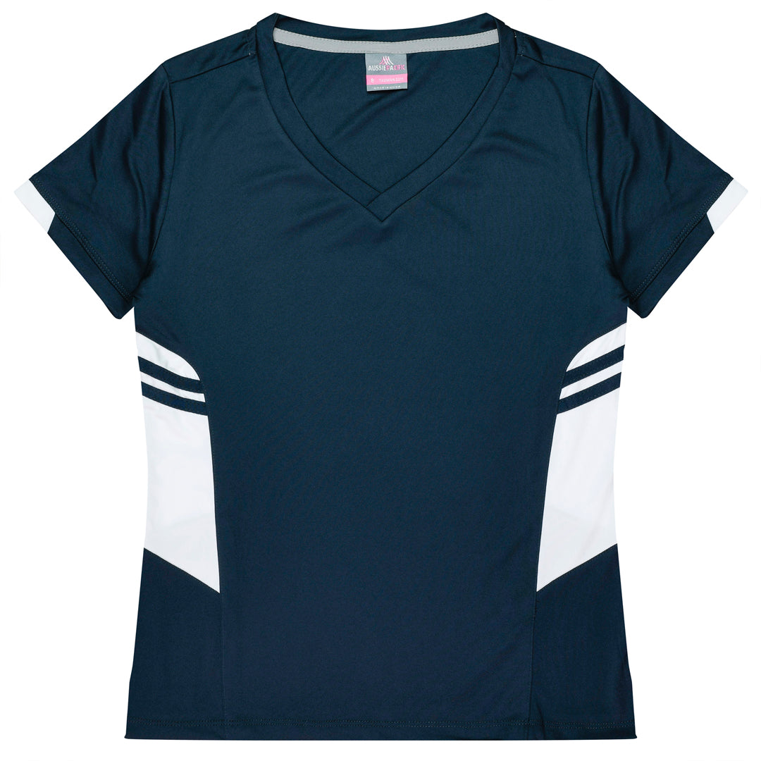 House of Uniforms The Tasman Tee | Ladies | Short Sleeve | Navy Base Aussie Pacific Navy/White