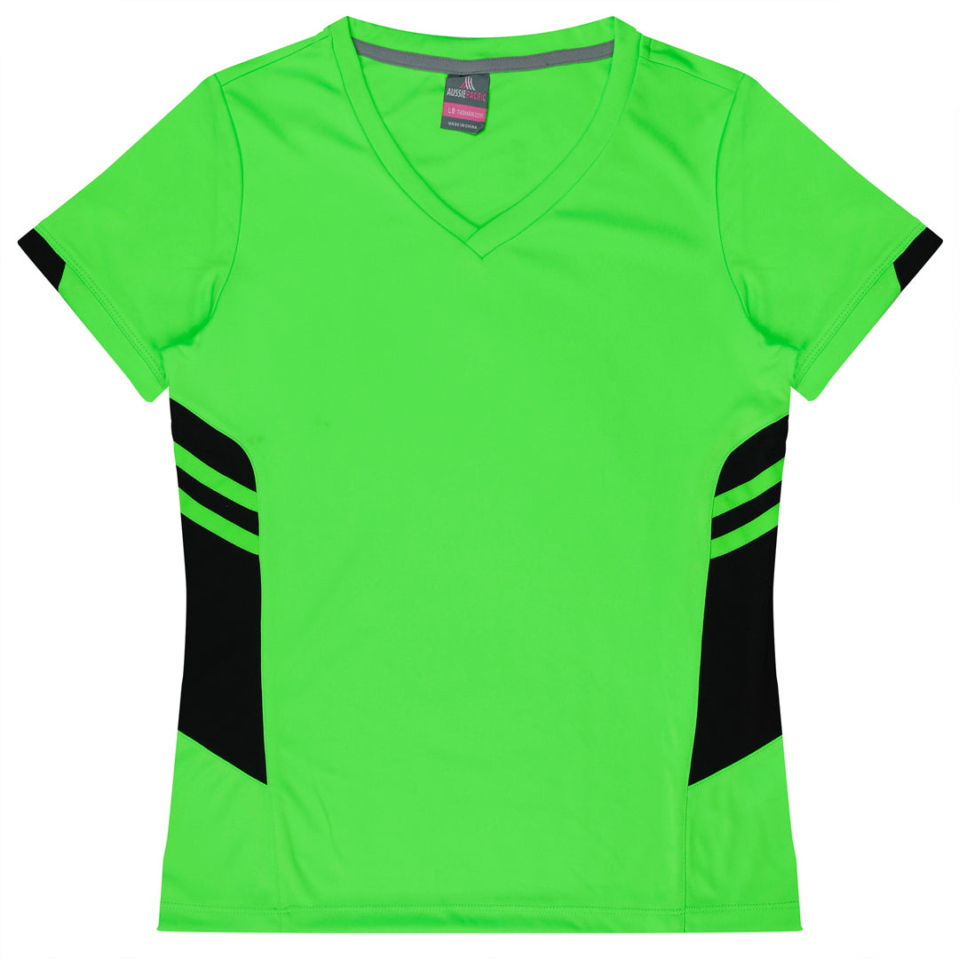 House of Uniforms The Tasman Tee | Ladies | Short Sleeve | Neon Base Aussie Pacific Neon Green/Black