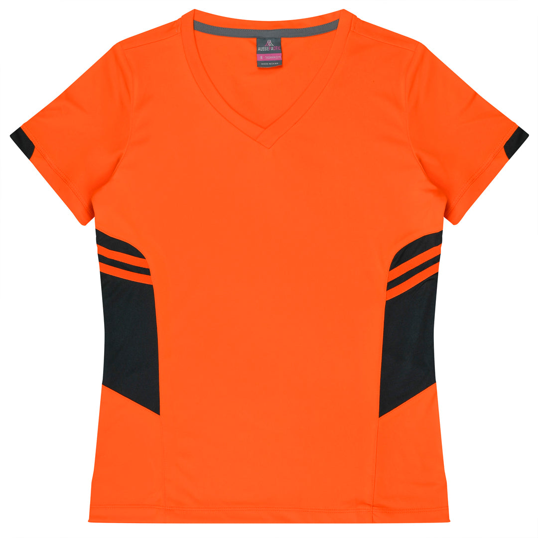 House of Uniforms The Tasman Tee | Ladies | Short Sleeve | Neon Base Aussie Pacific Neon Orange/Slate
