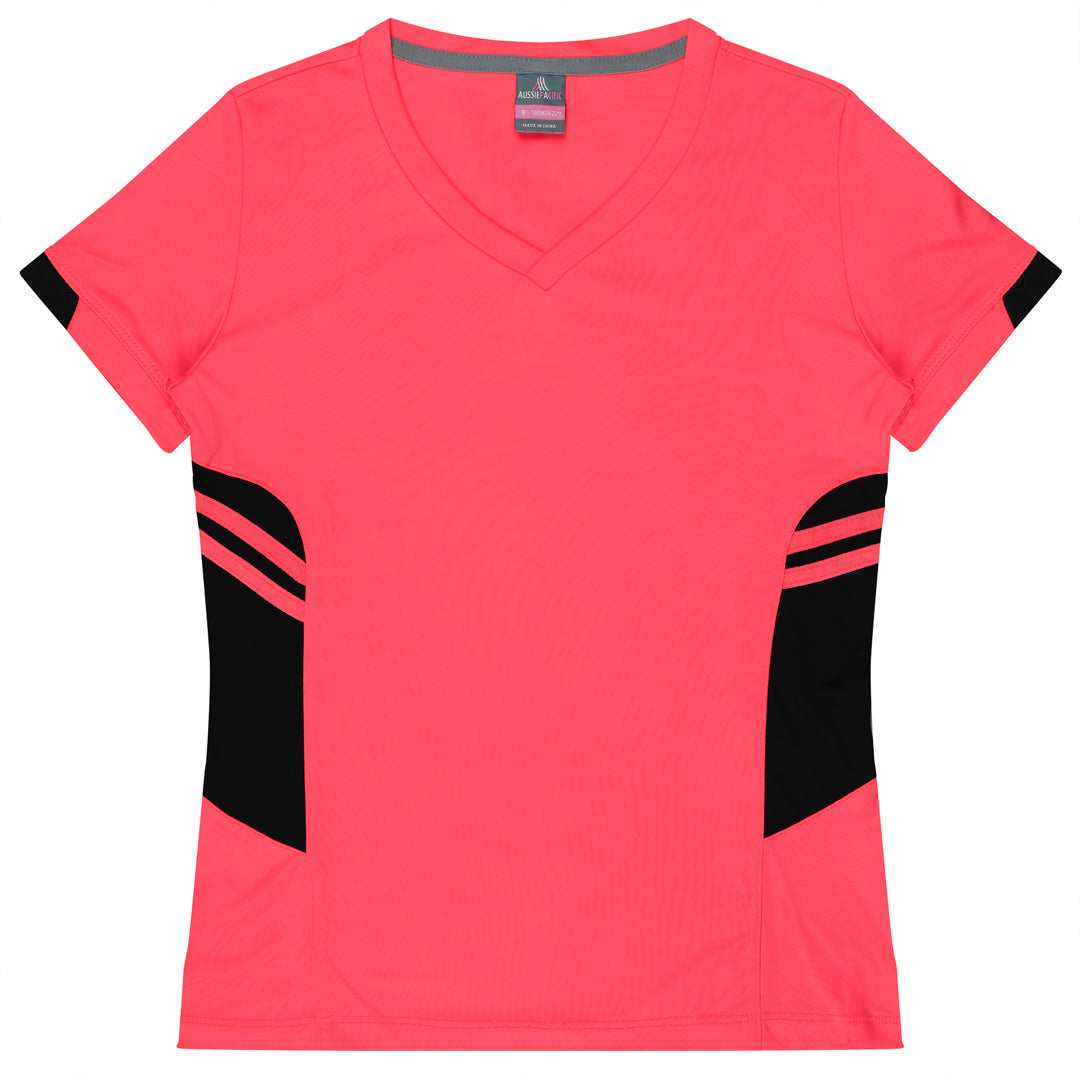 House of Uniforms The Tasman Tee | Ladies | Short Sleeve | Neon Base Aussie Pacific Neon Pink/Black