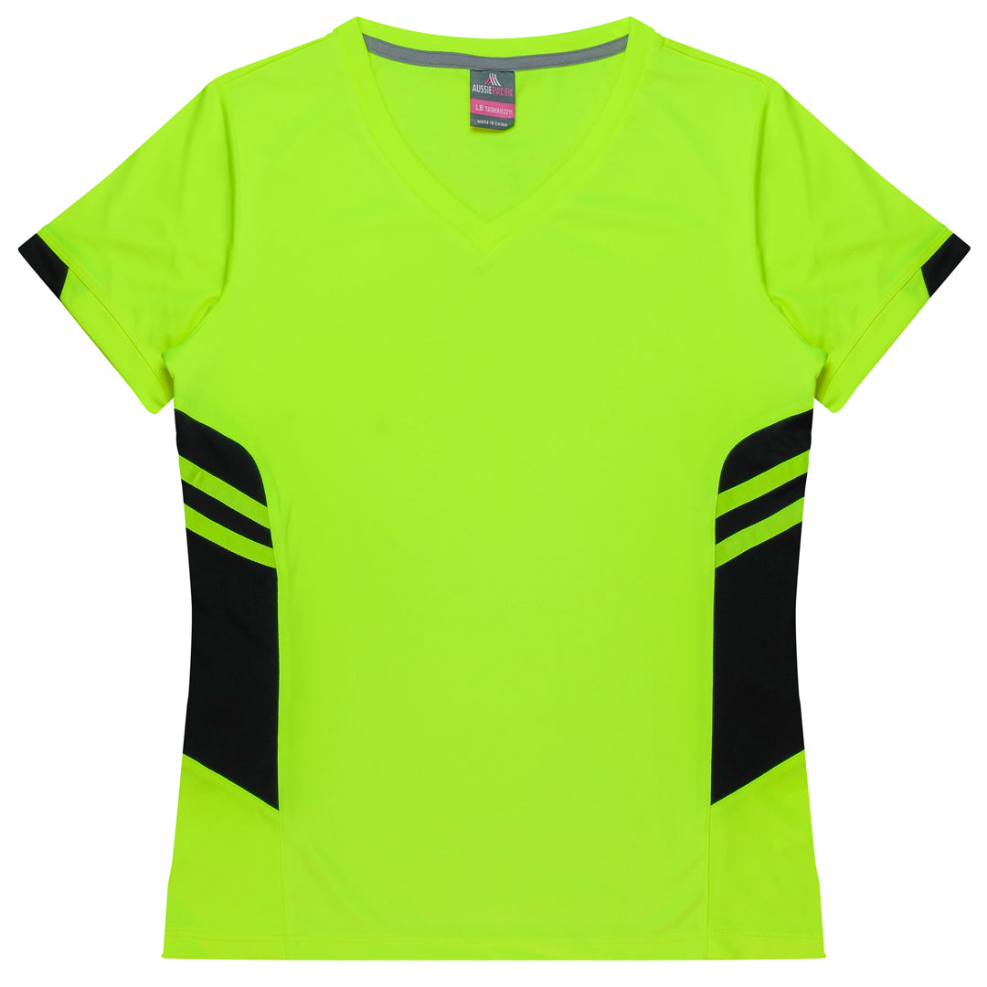 House of Uniforms The Tasman Tee | Ladies | Short Sleeve | Neon Base Aussie Pacific Neon Yellow/Black