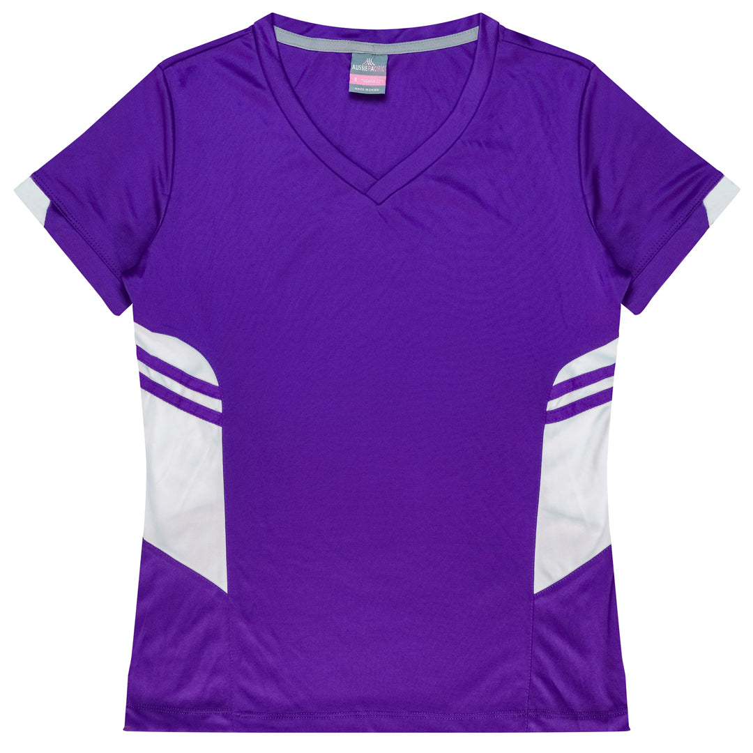 House of Uniforms The Tasman Tee | Ladies | Short Sleeve | Mixed Base Aussie Pacific Purple/White