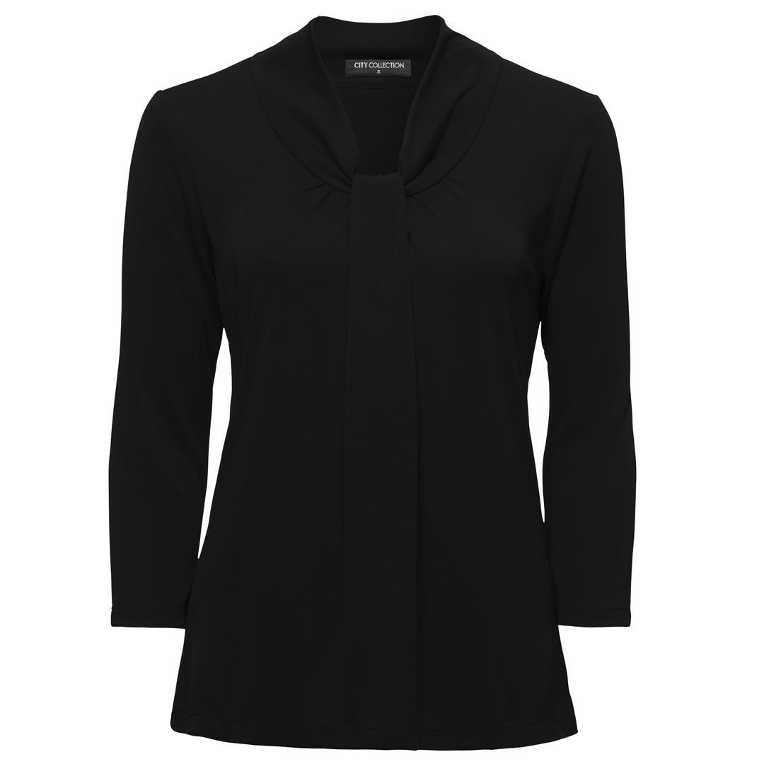House of Uniforms The Pippa Knit Top | Ladies | 3/4 Sleeve City Collection Black