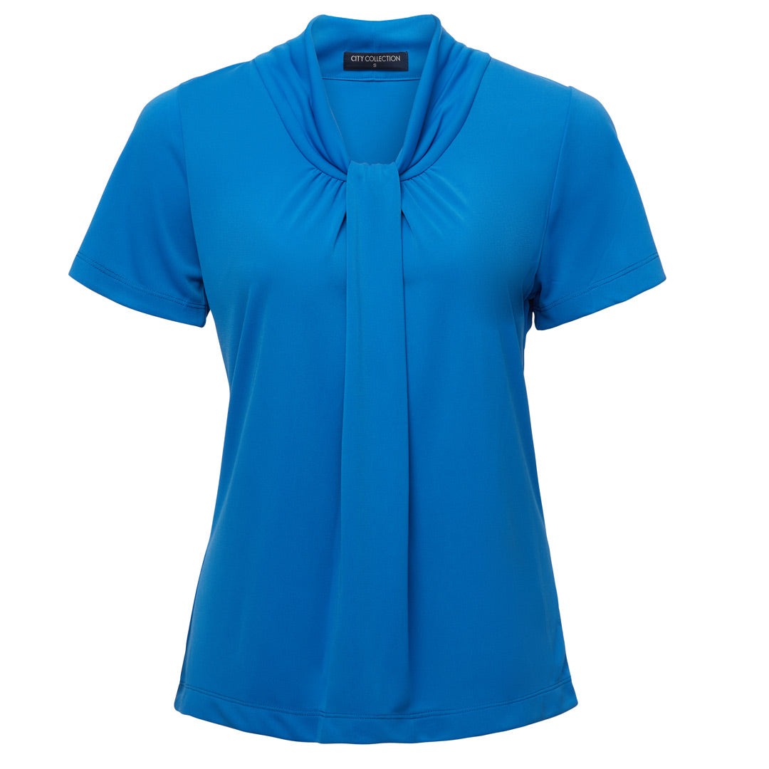 House of Uniforms The Pippa Knit Top | Ladies | Short Sleeve City Collection Aqua