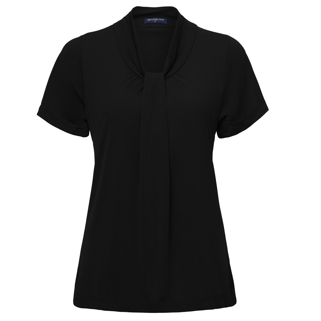 House of Uniforms The Pippa Knit Top | Ladies | Short Sleeve City Collection Black