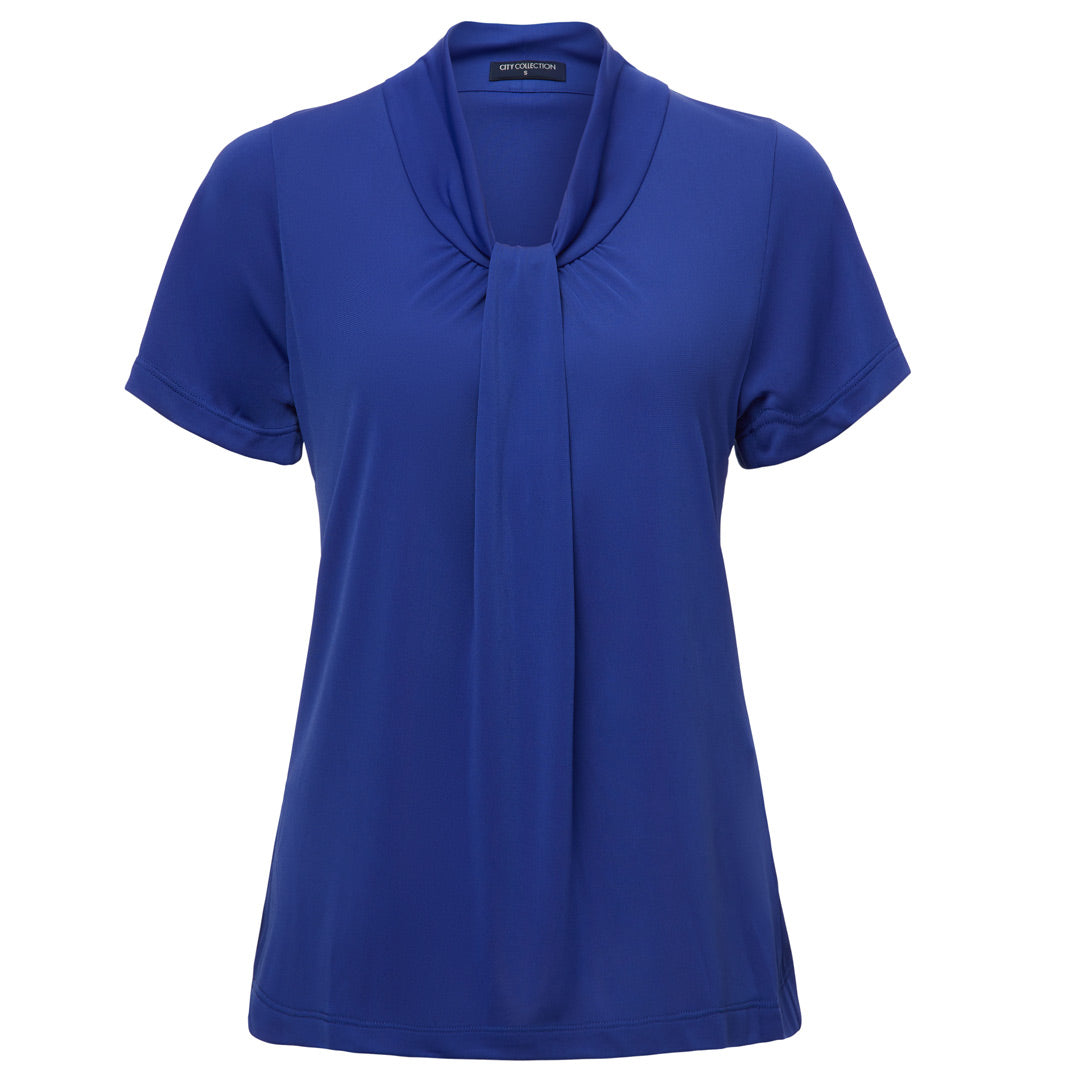 House of Uniforms The Pippa Knit Top | Ladies | Short Sleeve City Collection Cobalt