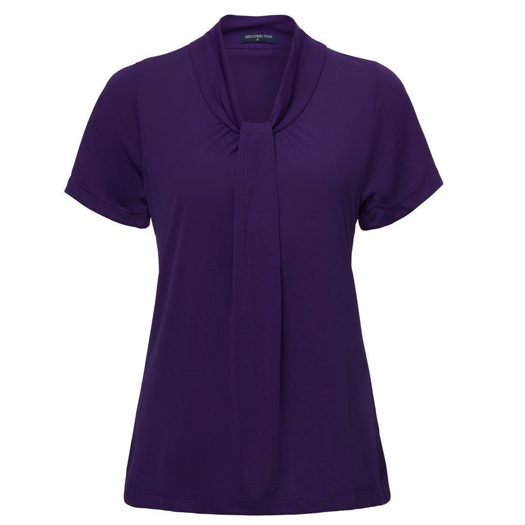 House of Uniforms The Pippa Knit Top | Ladies | Short Sleeve City Collection Dark Lilac