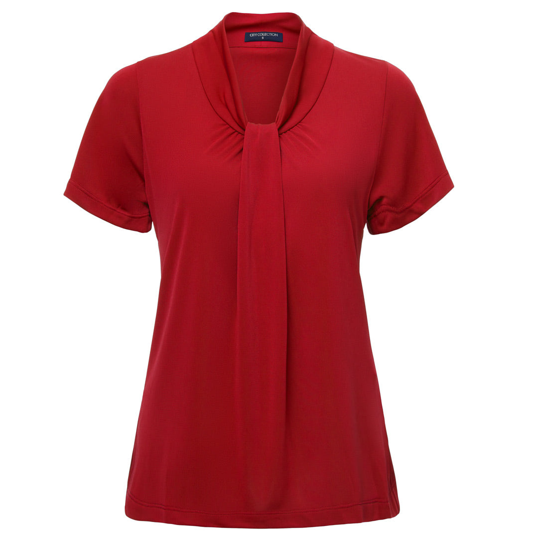 House of Uniforms The Pippa Knit Top | Ladies | Short Sleeve City Collection Red