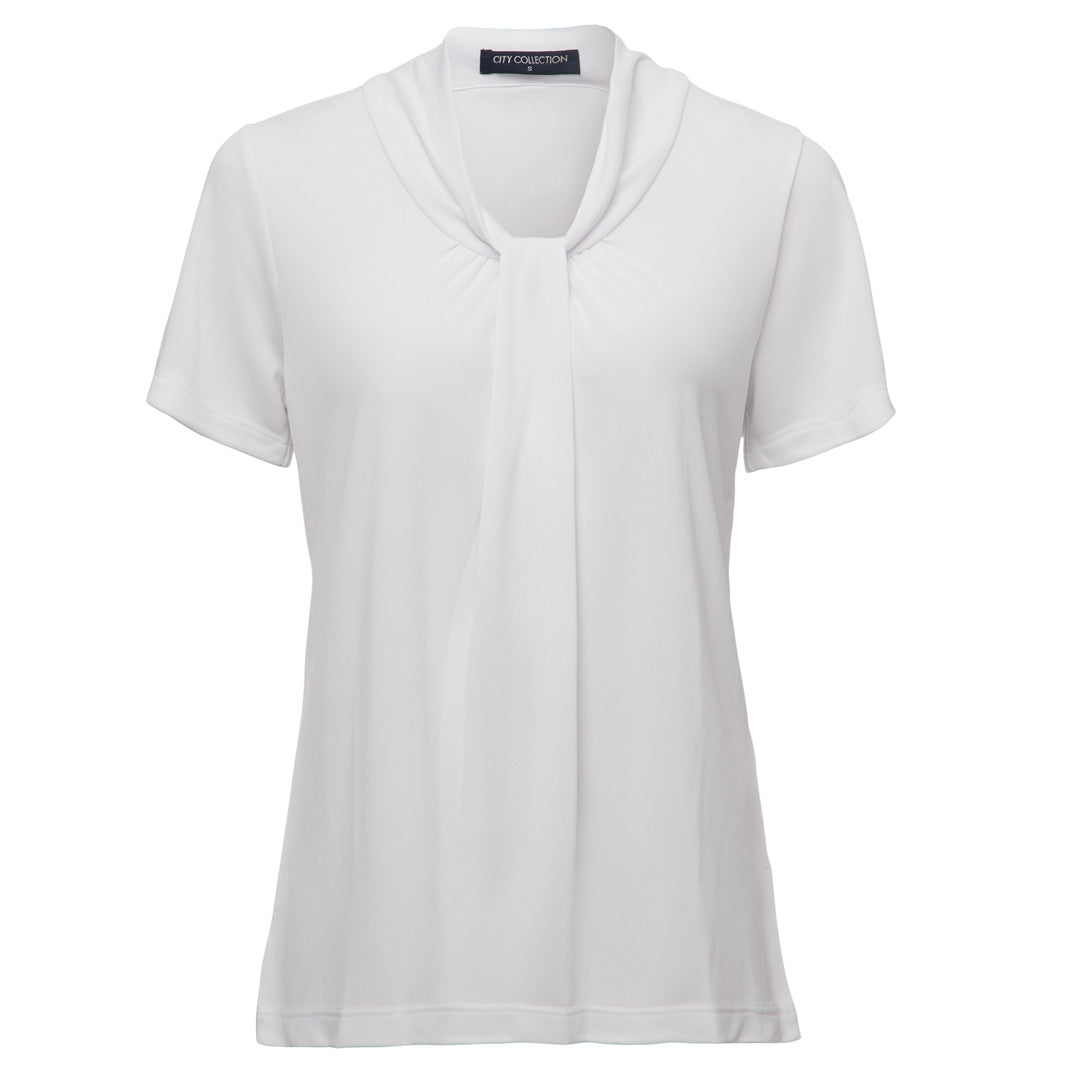 House of Uniforms The Pippa Knit Top | Ladies | Short Sleeve City Collection White