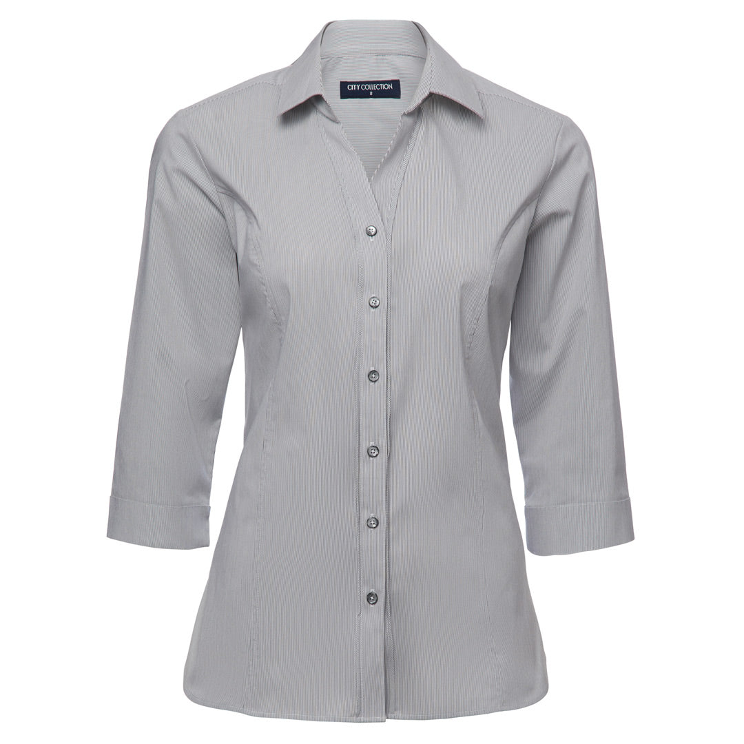 House of Uniforms The Pin Feather Shirt | Ladies | 3/4 Sleeve City Collection Charcoal