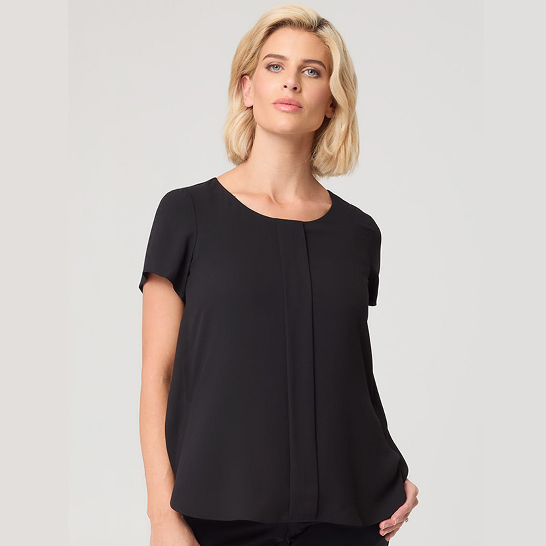 House of Uniforms The Grace X Over Side Top | Ladies City Collection Black