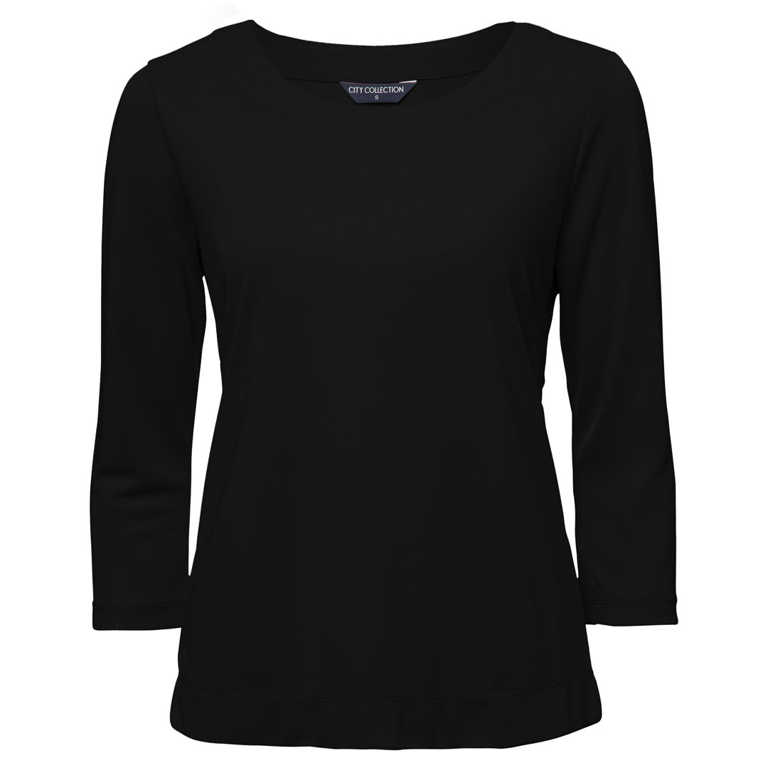 House of Uniforms The Smart Knit Top | Ladies | 3/4 Sleeve City Collection Black