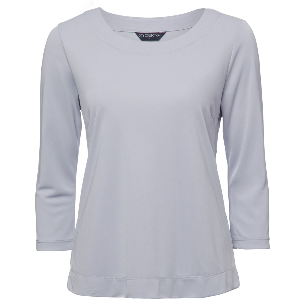 House of Uniforms The Smart Knit Top | Ladies | 3/4 Sleeve City Collection Silver