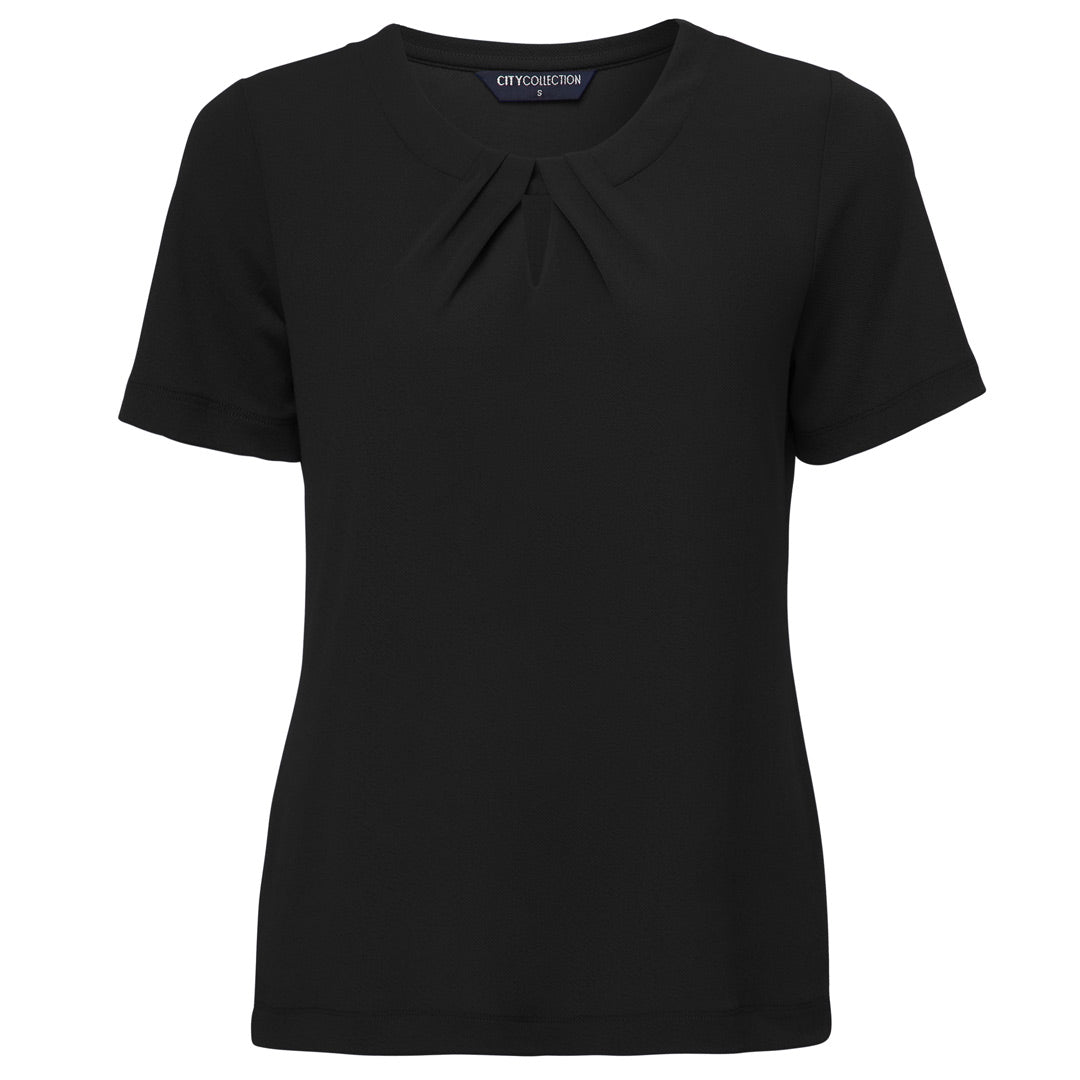 House of Uniforms The Keyhole Top | Ladies | Short Sleeve City Collection Black
