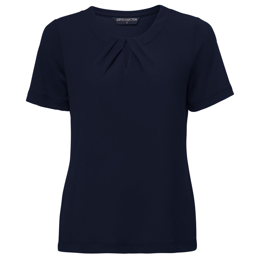 House of Uniforms The Keyhole Top | Ladies | Short Sleeve City Collection Navy