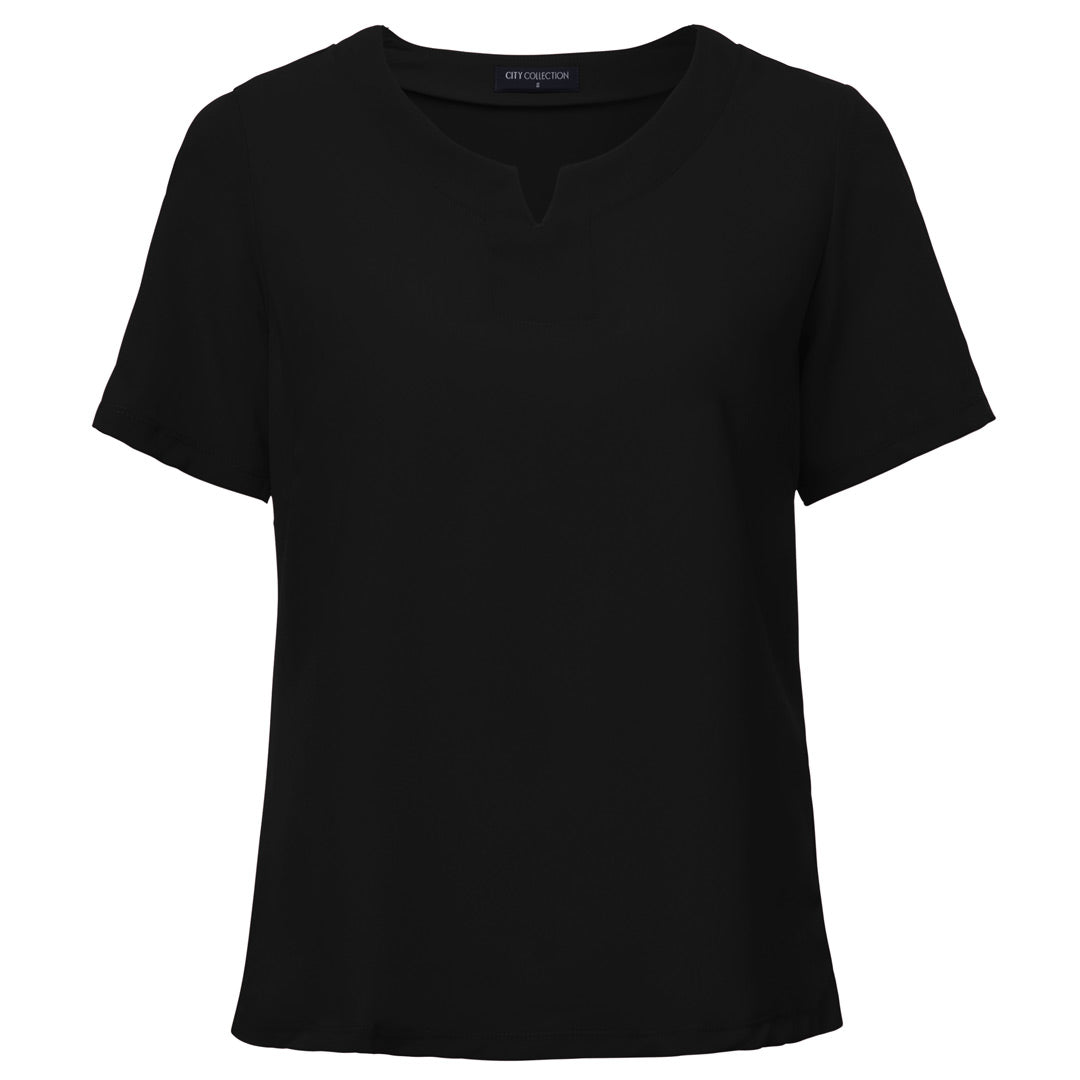 House of Uniforms The Knit Woven Top | Ladies | Short Sleeve City Collection Black