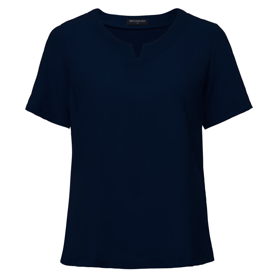 House of Uniforms The Knit Woven Top | Ladies | Short Sleeve City Collection Navy