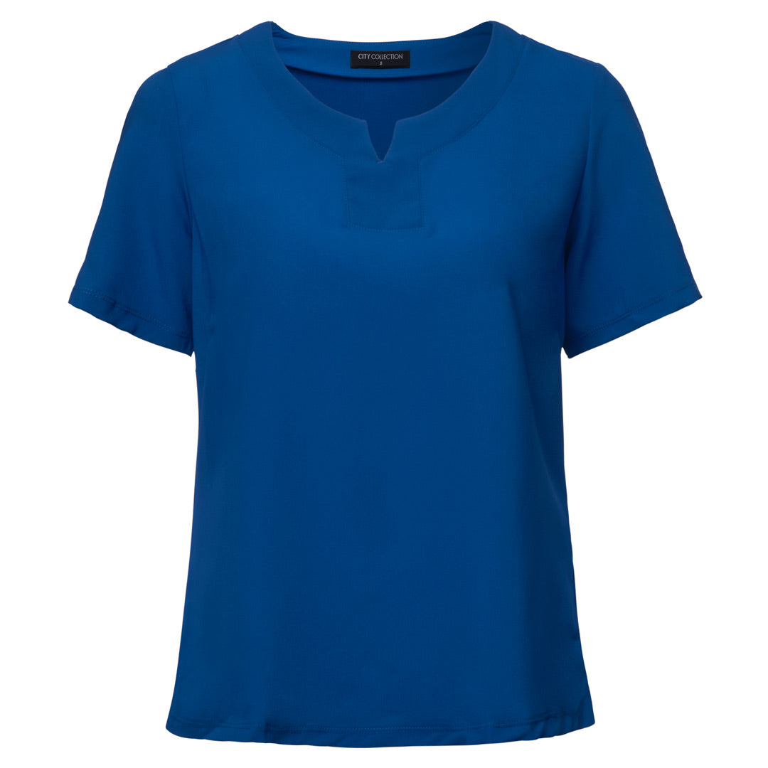 House of Uniforms The Knit Woven Top | Ladies | Short Sleeve City Collection Royal