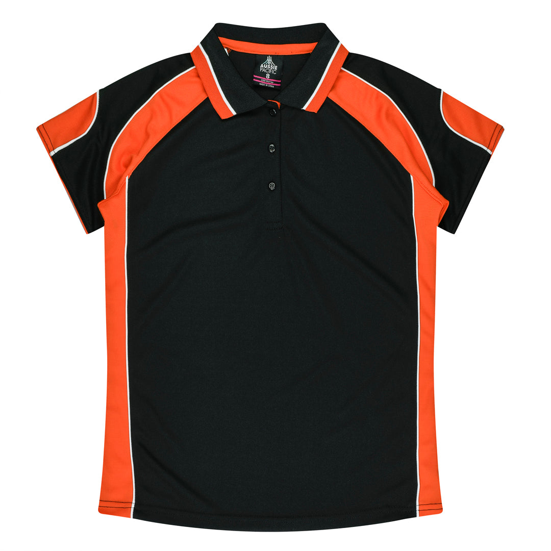 House of Uniforms The Murray Polo | Ladies Aussie Pacific Black/Orange