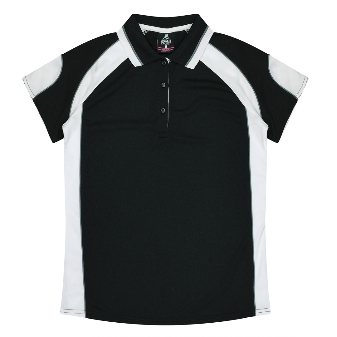 House of Uniforms The Murray Polo | Ladies Clearance Aussie Pacific Black/White