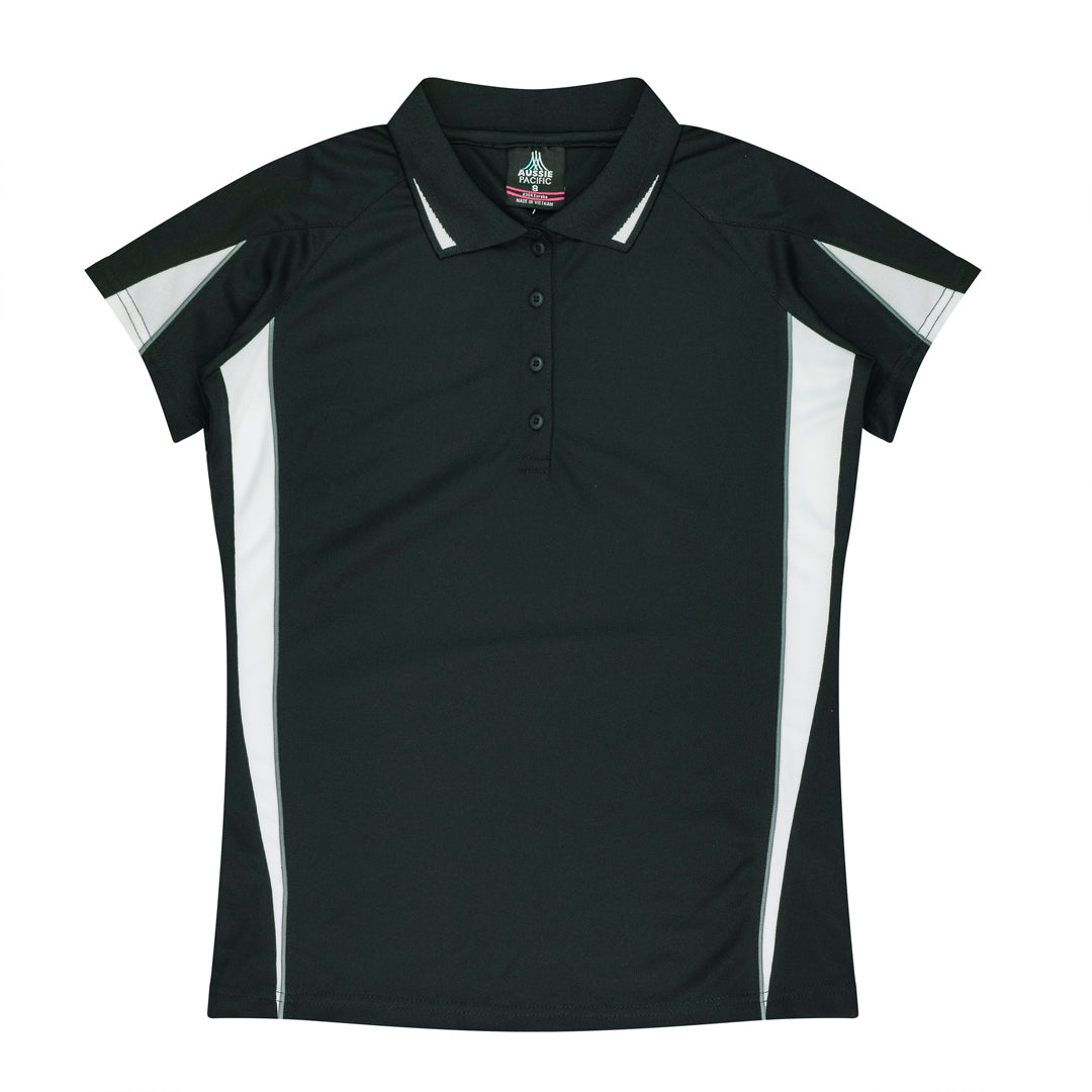 House of Uniforms The Eureka Polo Shirt | Plus | Ladies Aussie Pacific Black/White