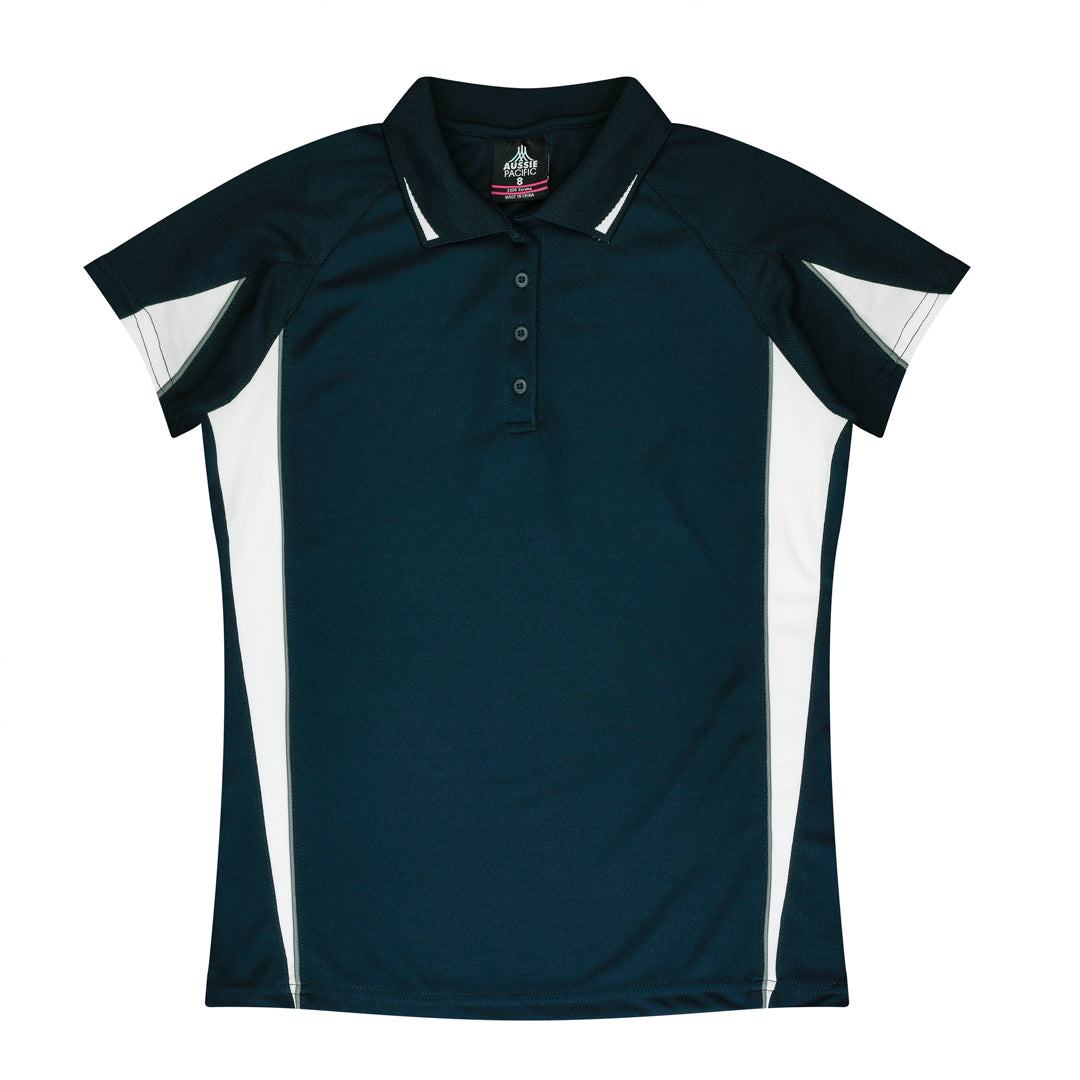 House of Uniforms The Eureka Polo Shirt | Plus | Ladies Aussie Pacific Navy/White