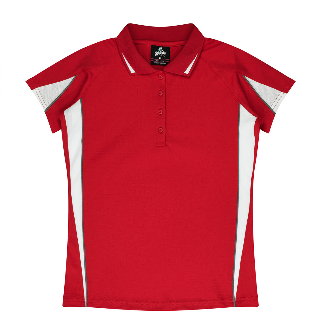 House of Uniforms The Eureka Polo Shirt | Ladies Clearance Aussie Pacific Red/White