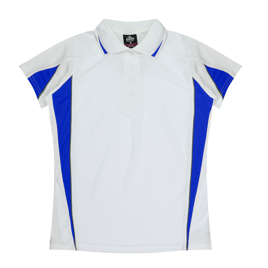 House of Uniforms The Eureka Polo Shirt | Plus | Ladies Aussie Pacific White/Royal