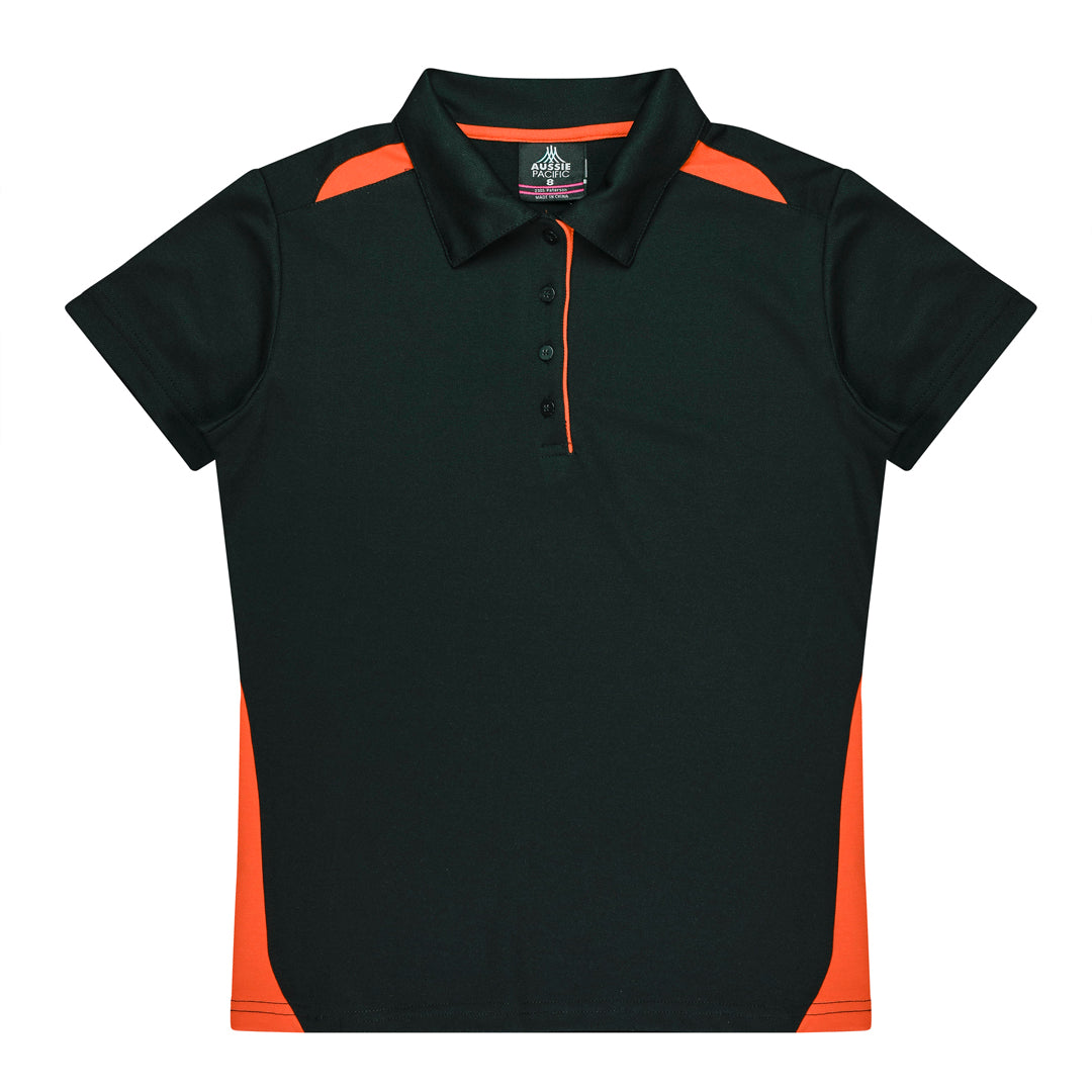 House of Uniforms The Paterson Polo Shirt | Ladies Aussie Pacific Black/Orange