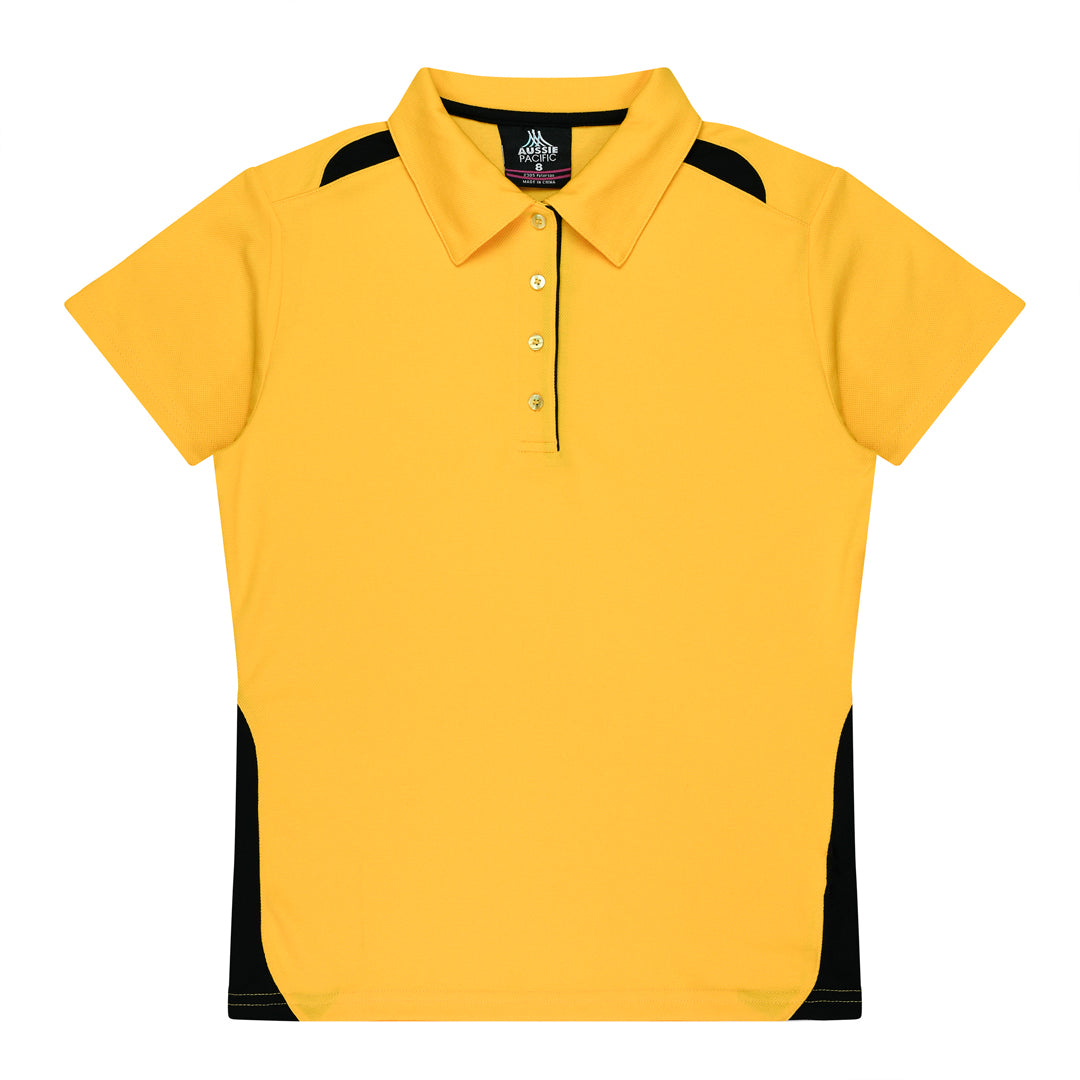 House of Uniforms The Paterson Polo Shirt | Plus | Ladies Aussie Pacific Gold/Black