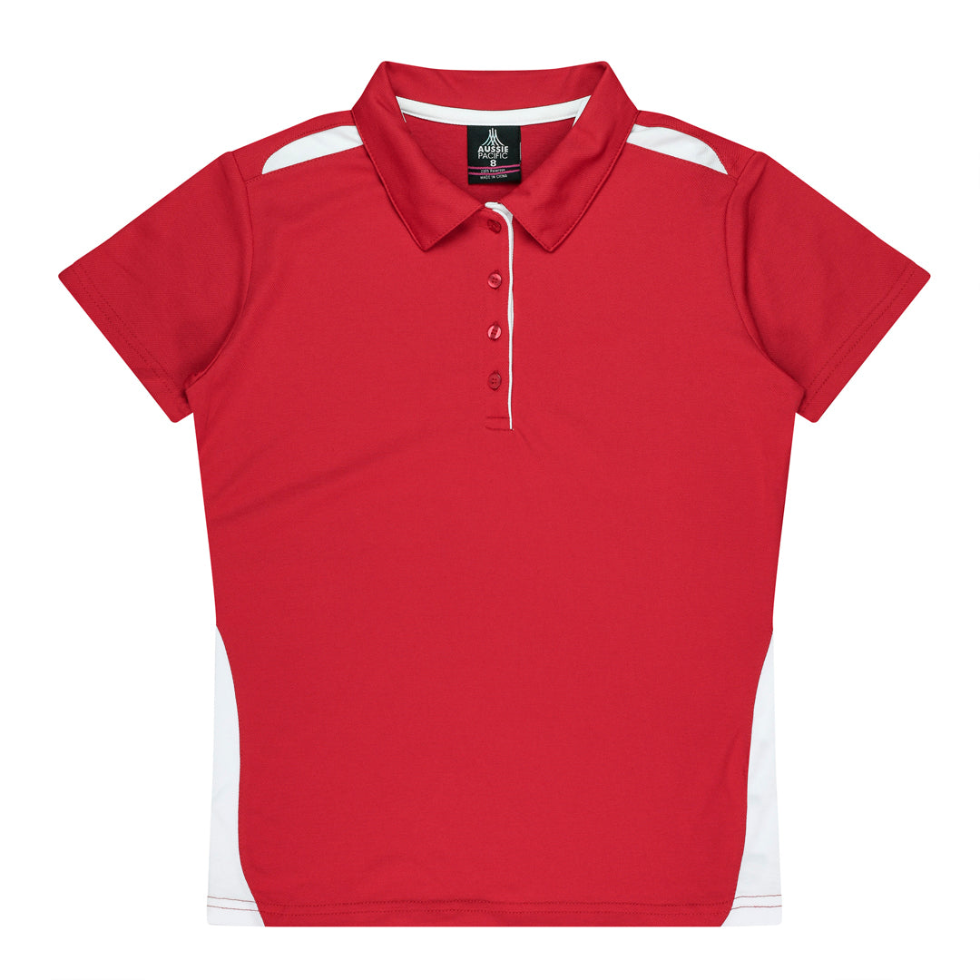House of Uniforms The Paterson Polo Shirt | Ladies Aussie Pacific Red/White