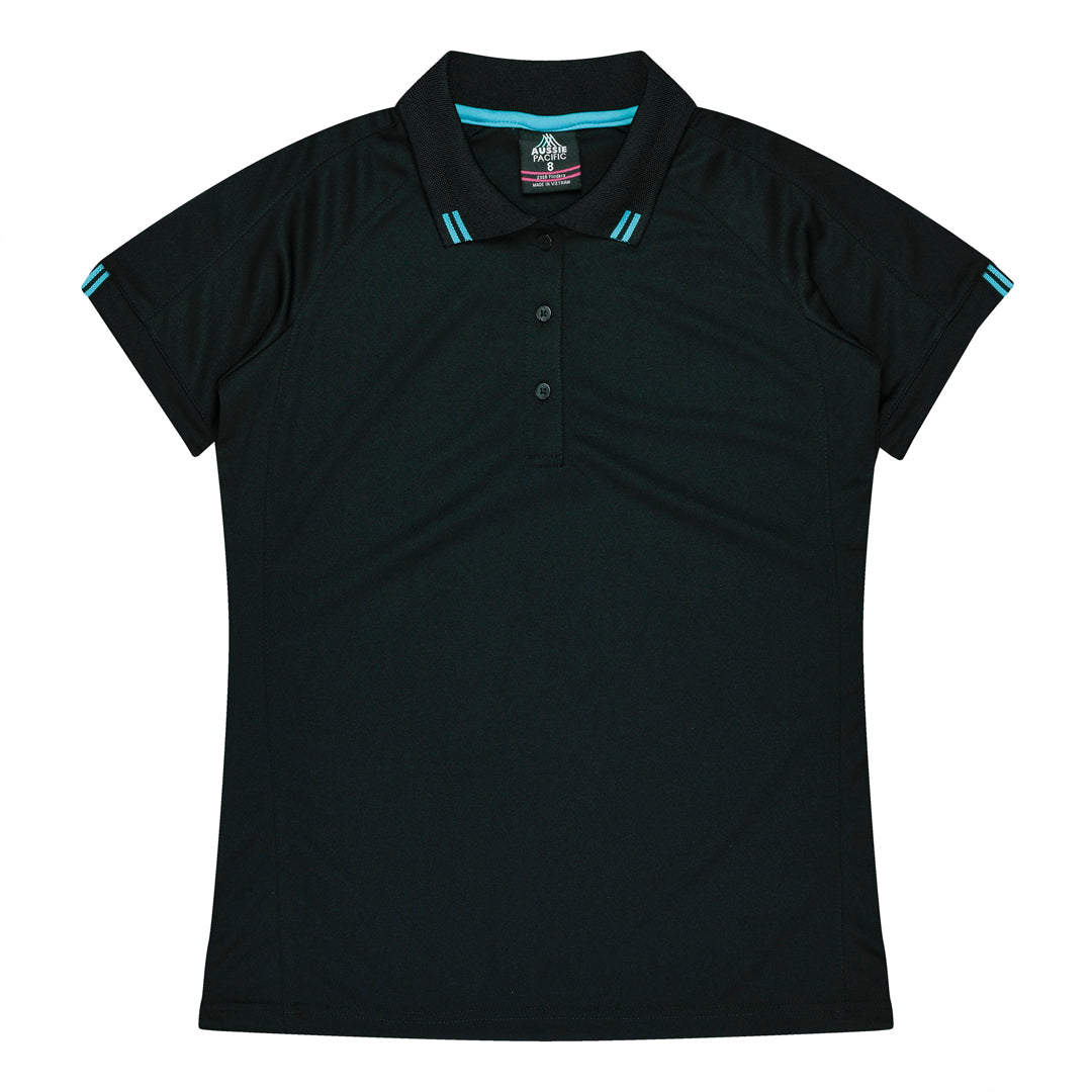 House of Uniforms The Flinders Polo | Ladies | Short Sleeve Aussie Pacific Black/Teal
