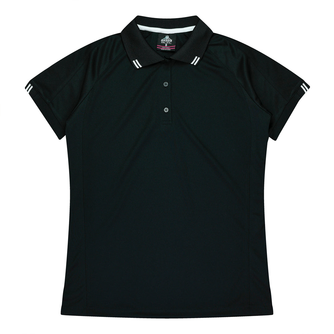 House of Uniforms The Flinders Polo | Ladies | Short Sleeve Aussie Pacific Black/White