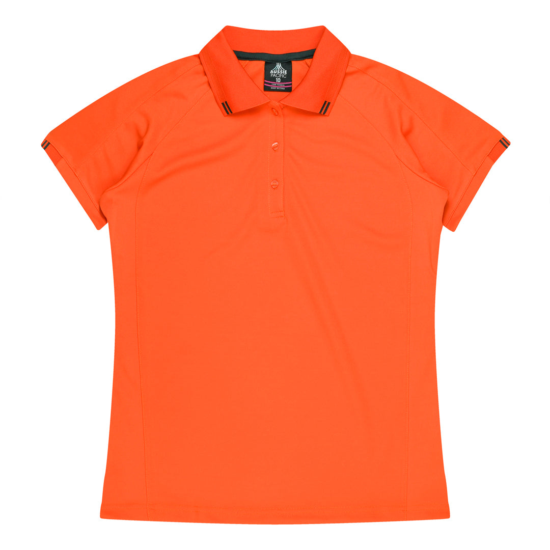 House of Uniforms The Flinders Polo | Ladies | Short Sleeve Aussie Pacific Orange/Slate