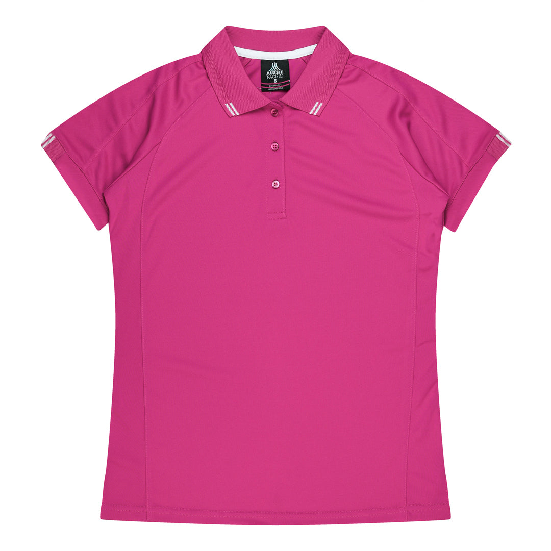 House of Uniforms The Flinders Polo | Ladies | Short Sleeve Aussie Pacific Hot Pink/White