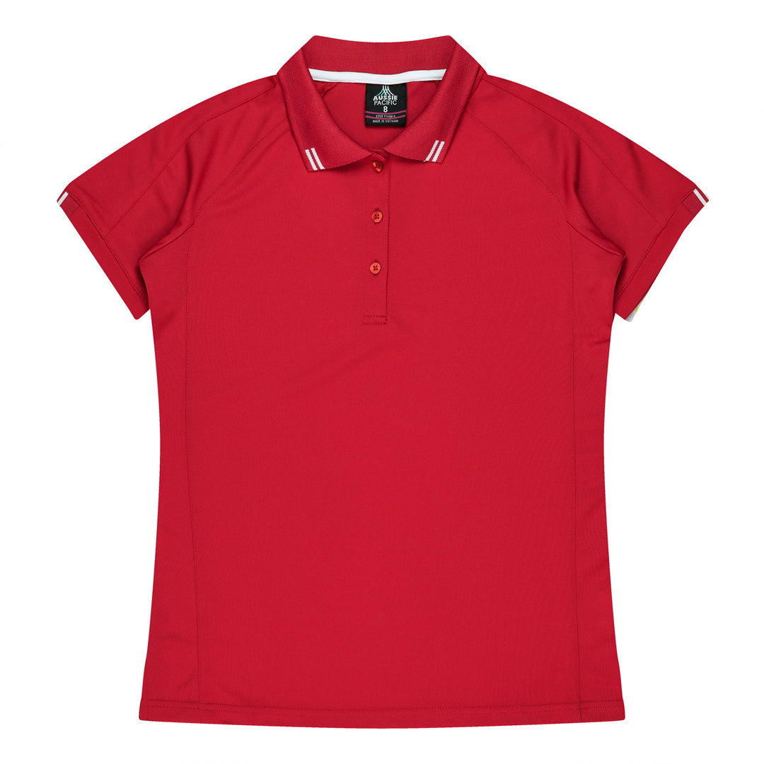House of Uniforms The Flinders Polo | Ladies | Short Sleeve Aussie Pacific Red/White