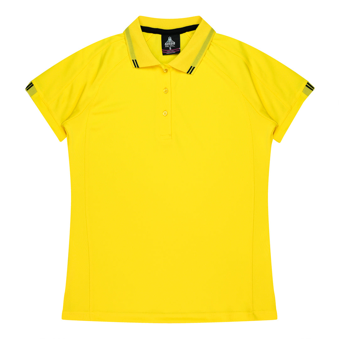 House of Uniforms The Flinders Polo | Ladies | Short Sleeve Aussie Pacific Canary/Black