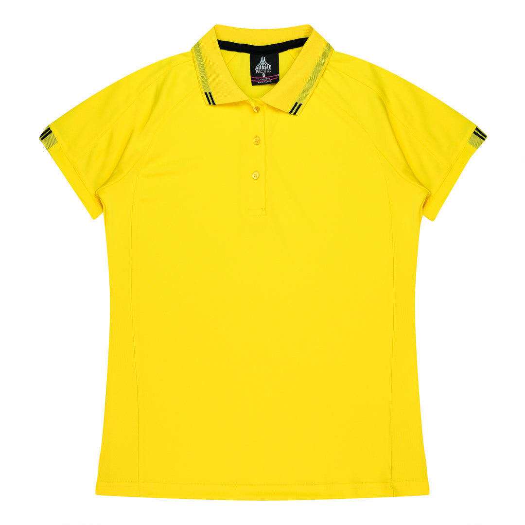 House of Uniforms The Flinders Polo | Ladies | Short Sleeve | Plus Aussie Pacific Canary/Black