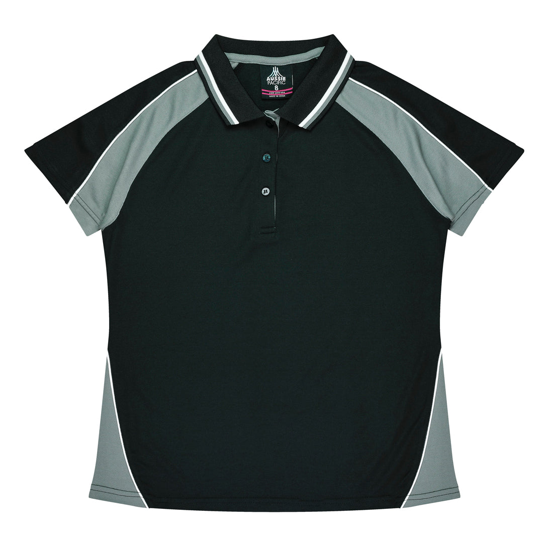 House of Uniforms The Panorama Polo | Ladies | Short Sleeve Aussie Pacific Black/Ashe/White