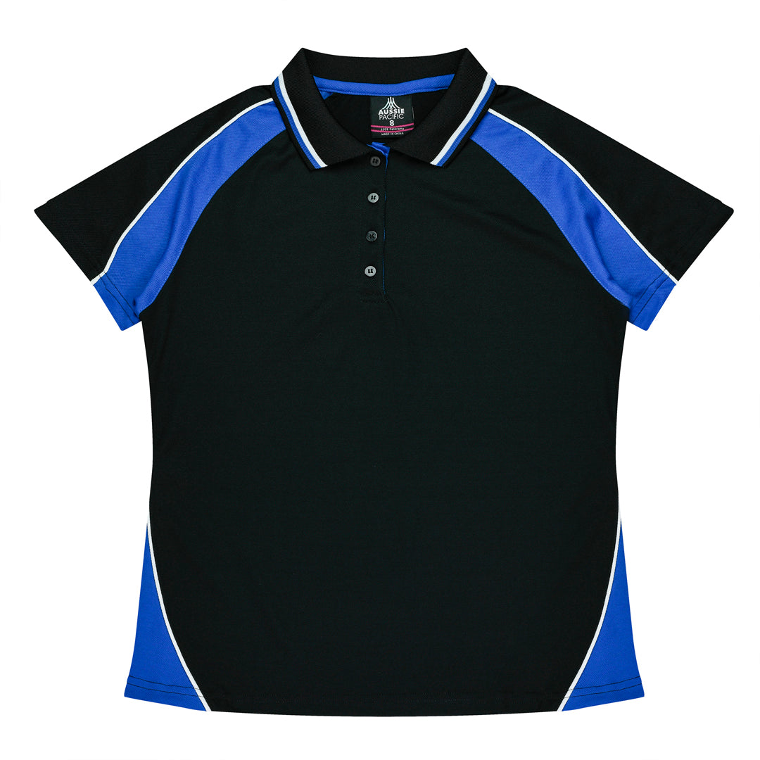 House of Uniforms The Panorama Polo | Ladies | Short Sleeve Clearance Aussie Pacific Black/Royal/White