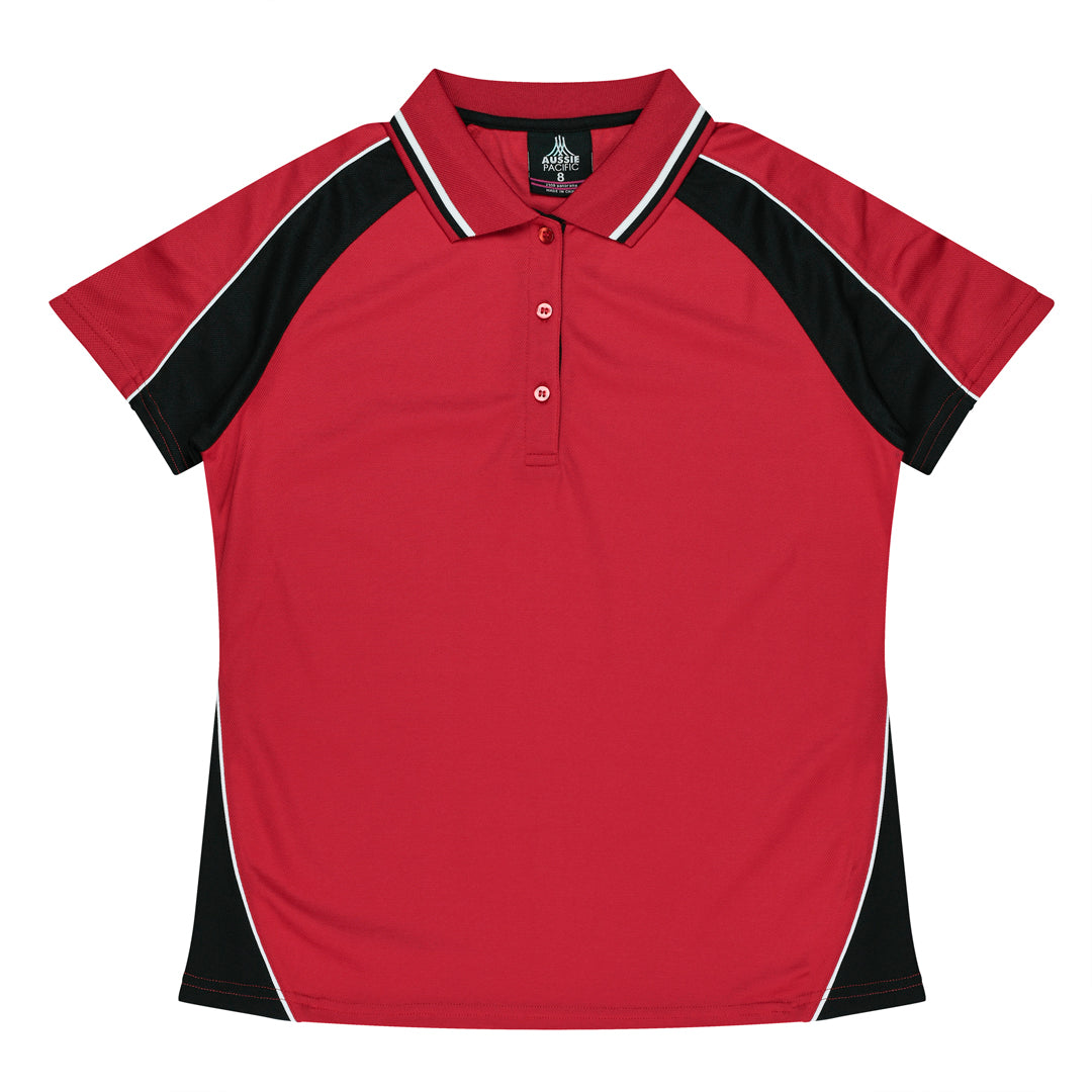 House of Uniforms The Panorama Polo | Ladies | Short Sleeve Aussie Pacific Red/Black/White