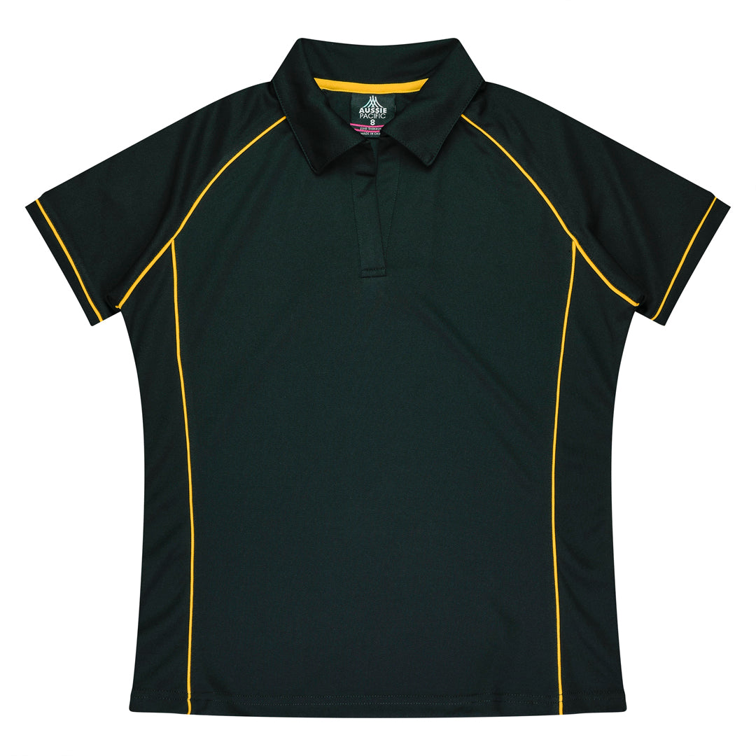 House of Uniforms The Endeavour Polo | Ladies | Short Sleeve Aussie Pacific Black/Gold