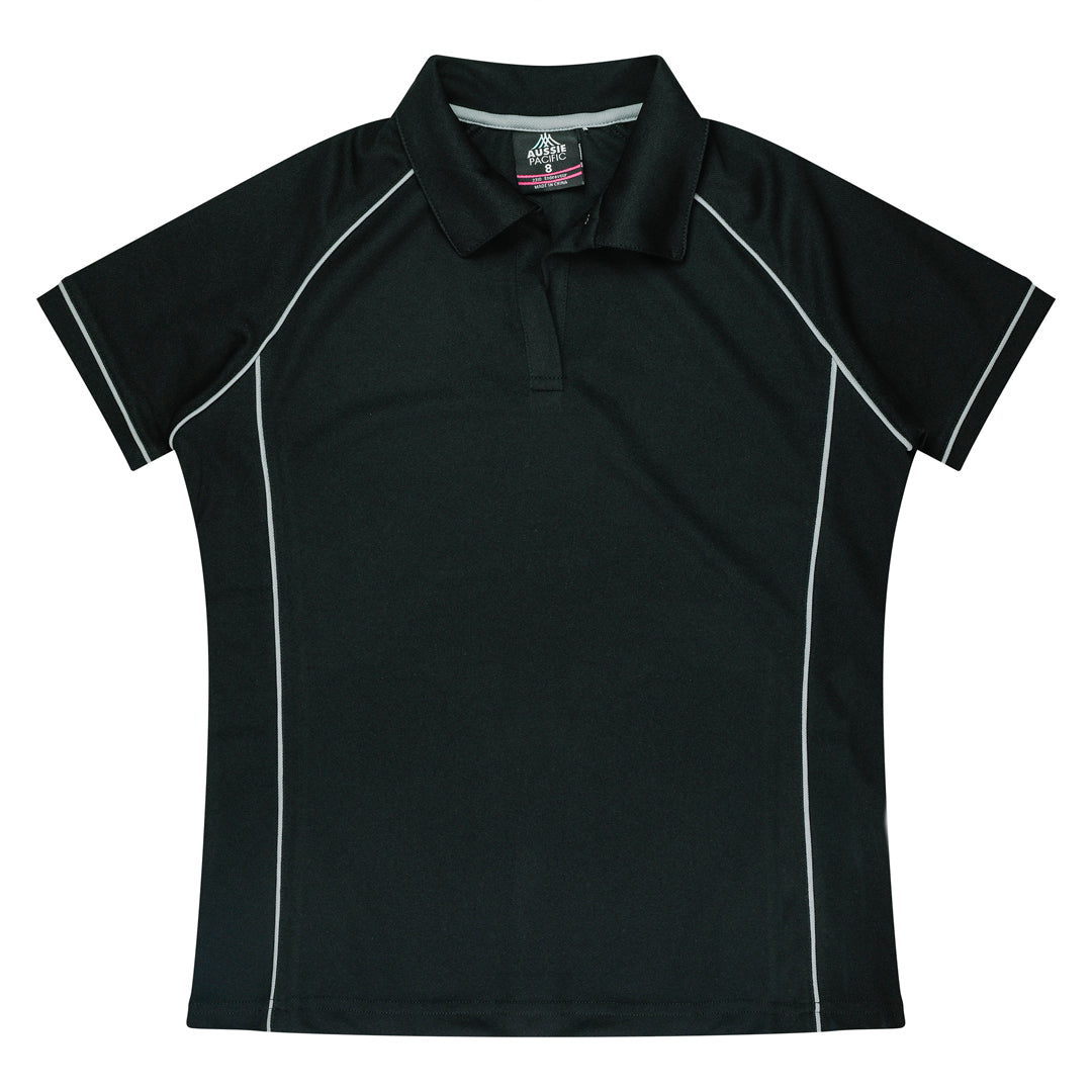 House of Uniforms The Endeavour Polo | Ladies | Short Sleeve Aussie Pacific Black/Silver