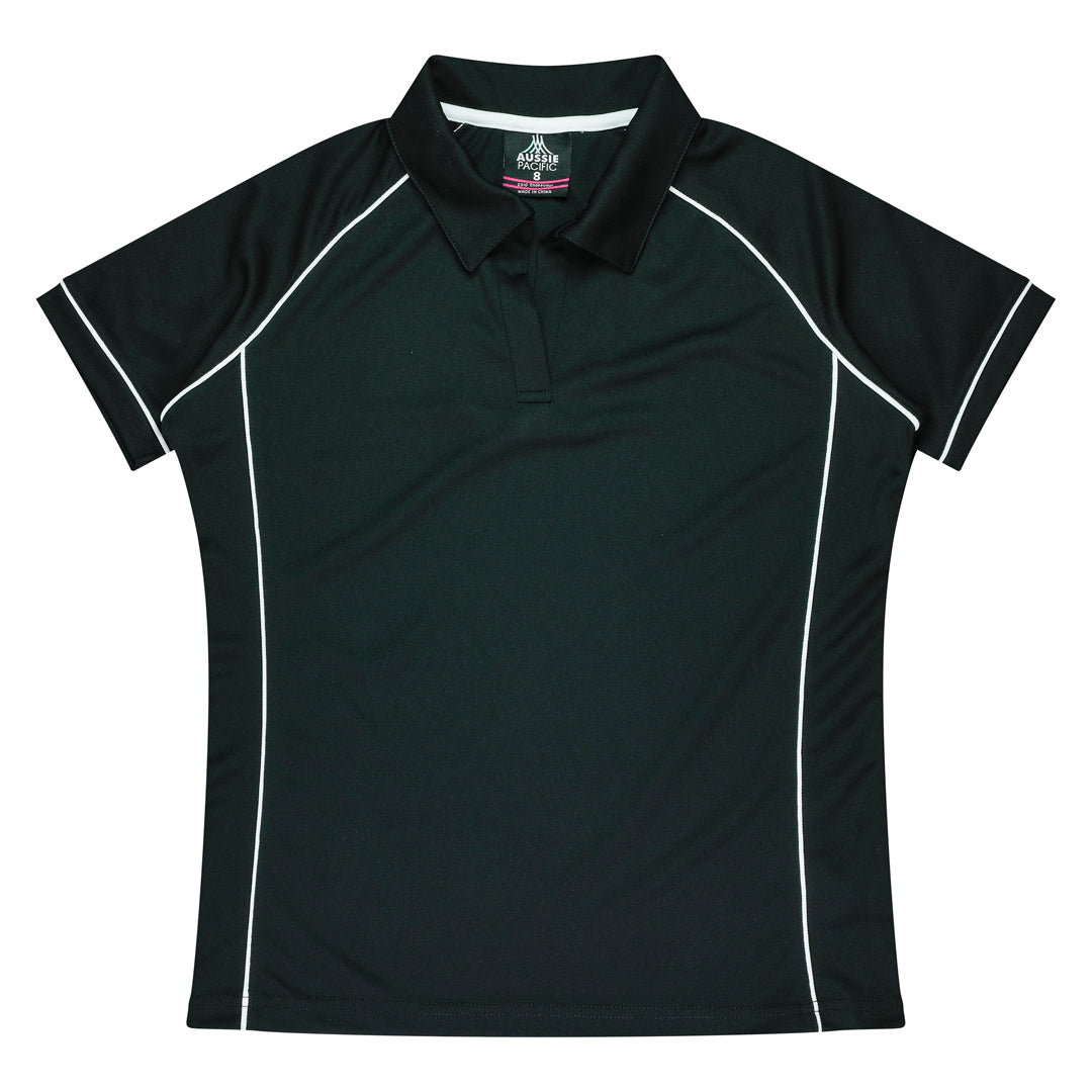 House of Uniforms The Endeavour Polo | Ladies | Short Sleeve Aussie Pacific Black/White