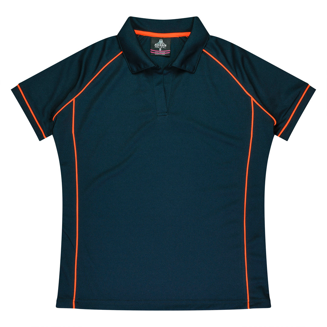 House of Uniforms The Endeavour Polo | Ladies | Short Sleeve Clearance Aussie Pacific Navy/Fluro Orange