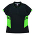 House of Uniforms The Tasman Polo | Ladies | Short Sleeve | Black Base Aussie Pacific Black/Neon Green